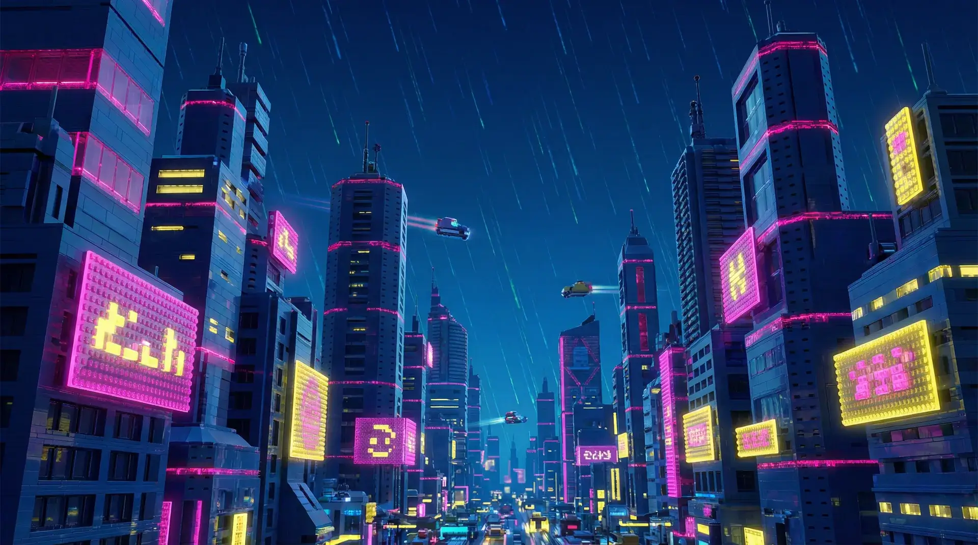 盛世棋牌 赛博朋克积木不夜城全景 - 积木娱乐城